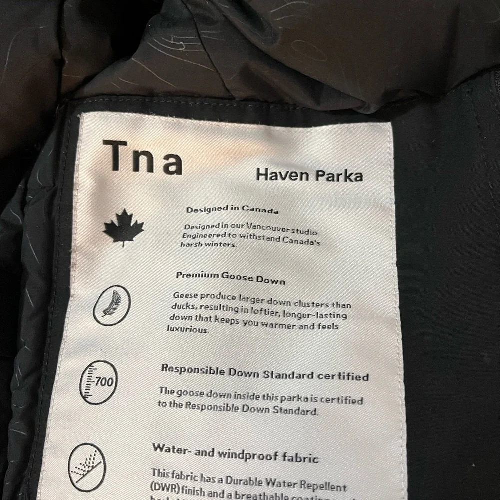 Aritizia TNA Black Ski Jacket with Faux Fur Hood goose down HAVEN XXS - Picture 5 of 8